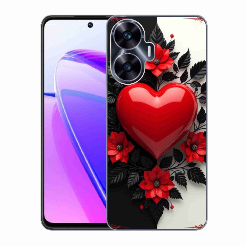 Gélový kryt mmCase na Realme C55 - červené srdce
