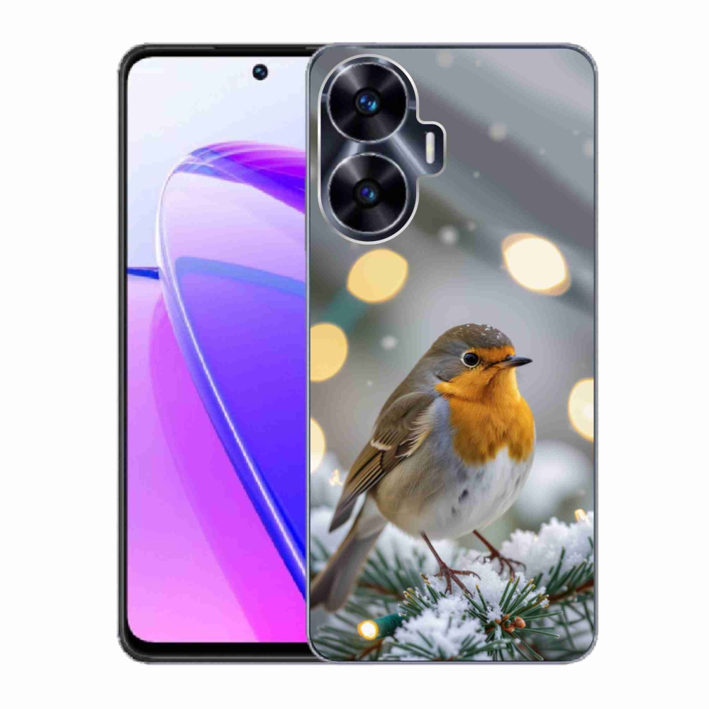 Gélový kryt mmCase na Realme C55 - červienka v zime