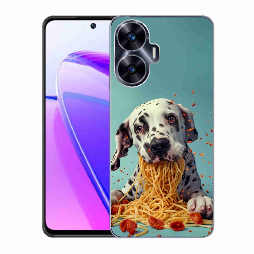 Gélový kryt mmCase na Realme C55 - dalmatín a špagety