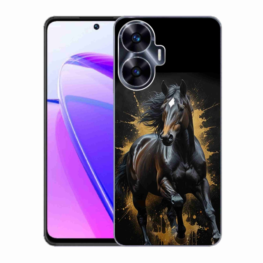Gélový kryt mmCase na Realme C55 - elegantný čierny žrebec