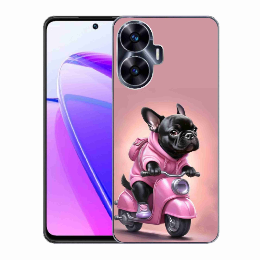 Gélový kryt mmCase na Realme C55 - francúzsky buldoček na skútri
