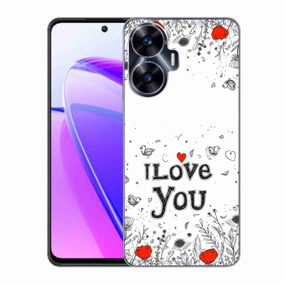 Gélový kryt mmCase na Realme C55 - I love you biele pozadie