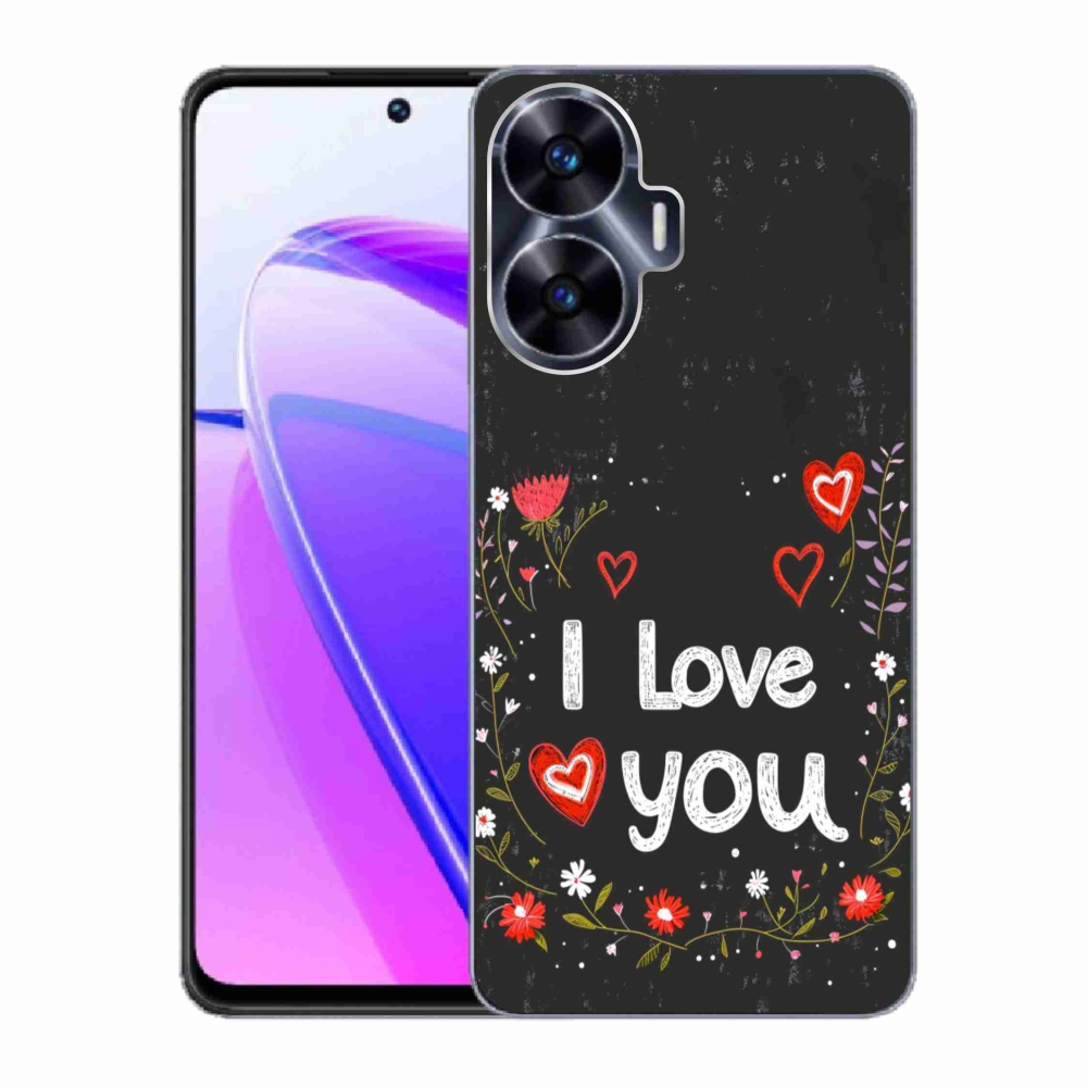 Gélový kryt mmCase na Realme C55 - I love you čierne pozadie