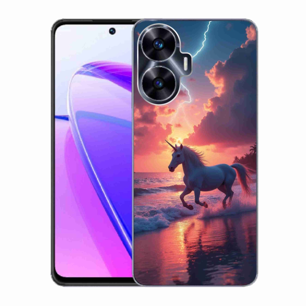 Gélový kryt mmCase na Realme C55 - jednorožec na pláži
