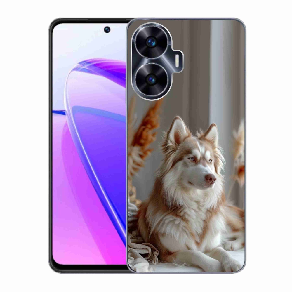 Gélový kryt mmCase na Realme C55 - pokojný sibírsky husky