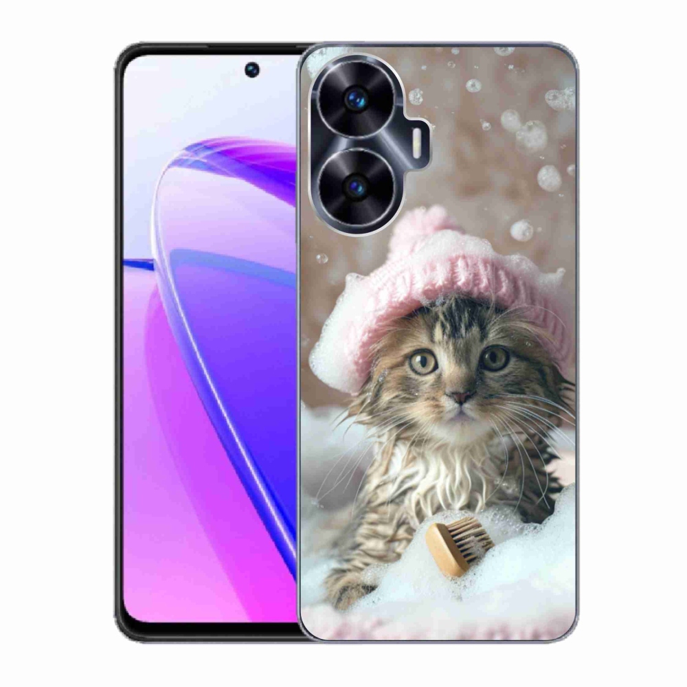 Gélový kryt mmCase na Realme C55 - mačiatko a kúpeľ
