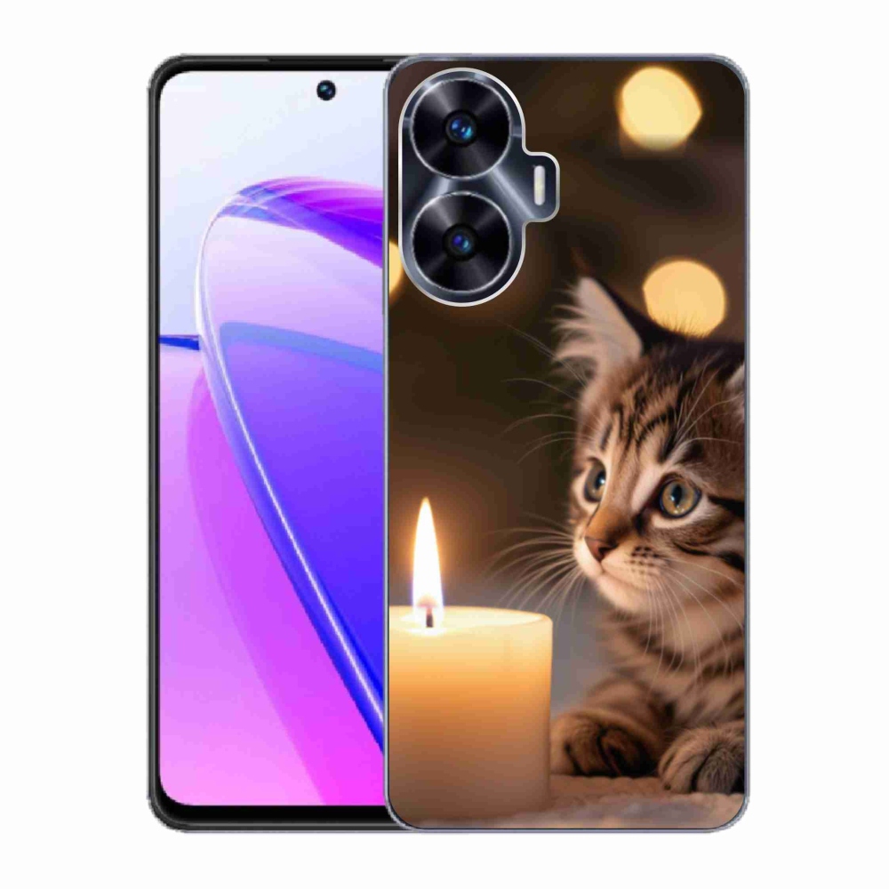 Gélový kryt mmCase na Realme C55 - mačiatko a sviečka