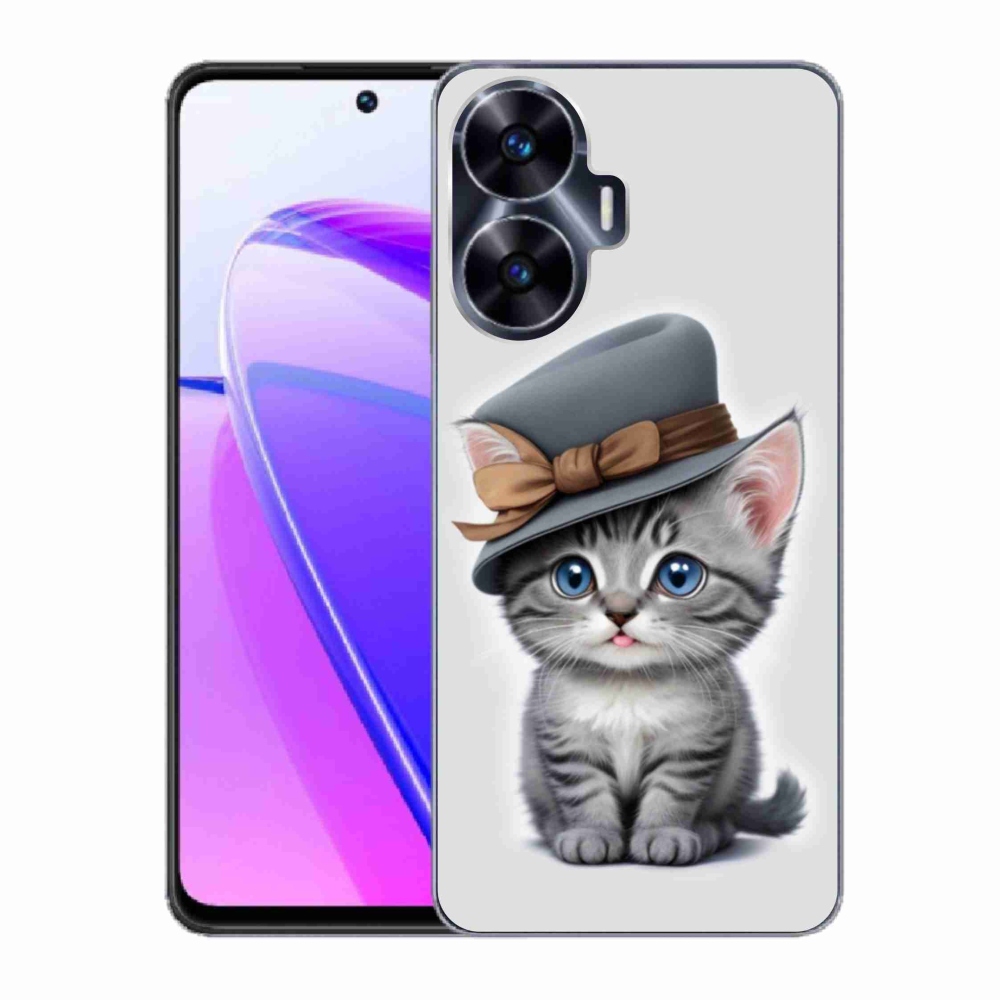 Gélový kryt mmCase na Realme C55 - mačiatko s klobúkom