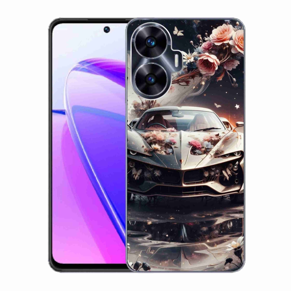 Gélový kryt mmCase na Realme C55 - kvetinové športové vozidlo
