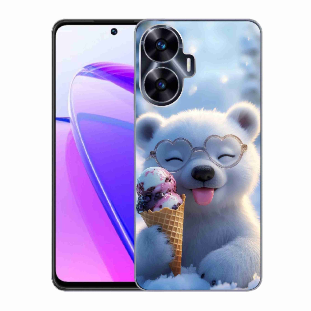 Gélový kryt mmCase na Realme C55 - medvedík so zmrzlinou