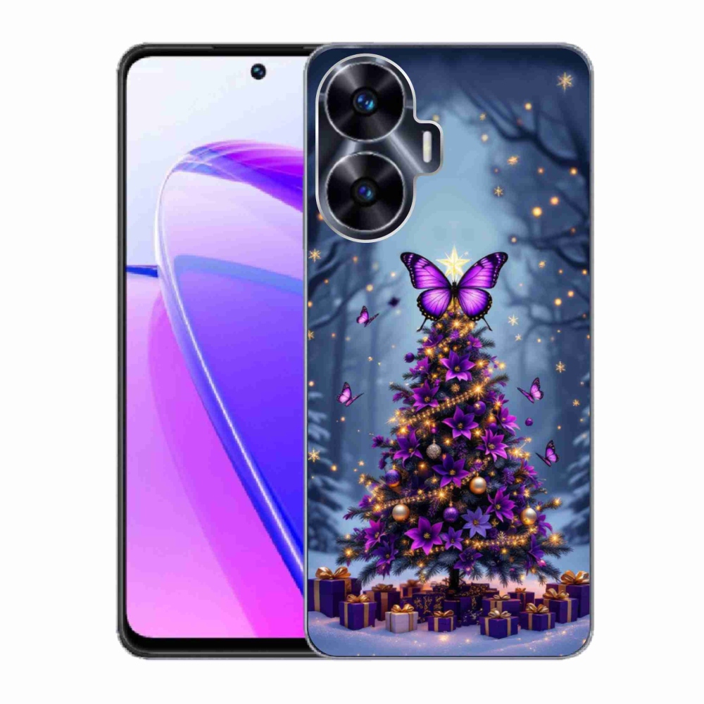 Gélový kryt mmCase na Realme C55 - motýlí vianočný stromček