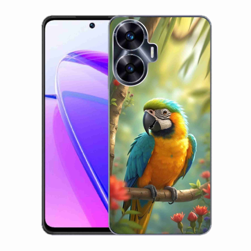 Gélový kryt mmCase na Realme C55 - papagáj ara modrožltá