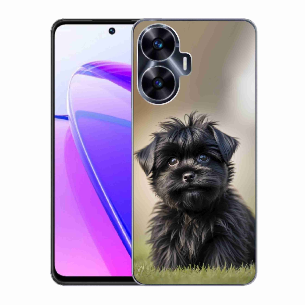 Gélový kryt mmCase na Realme C55 - roztomilý čierny psík