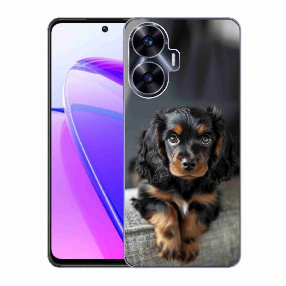 Gélový kryt mmCase na Realme C55 - roztomilý dlhosrstý jazvečík