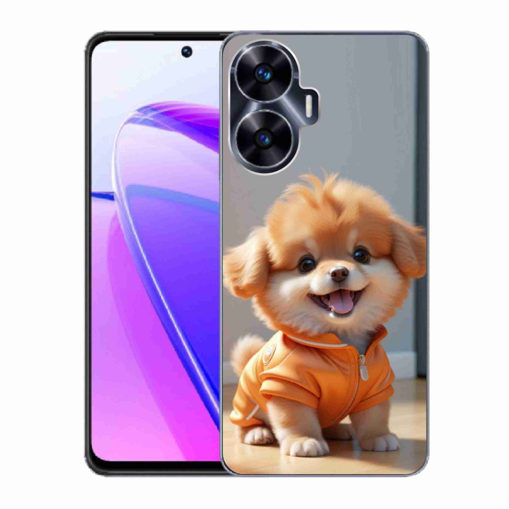 Gélový kryt mmCase na Realme C55 - roztomilý pomeranian v mikine