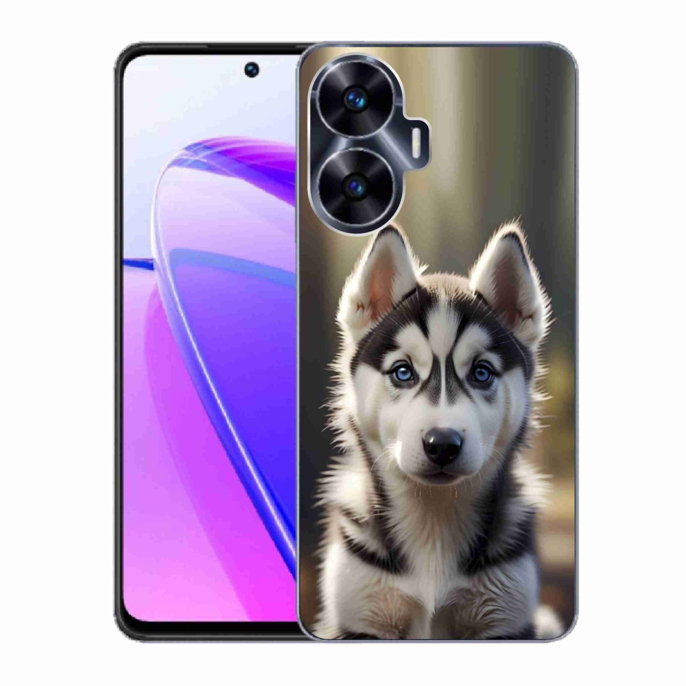 Gélový kryt mmCase na Realme C55 - roztomilý sibírsky husky
