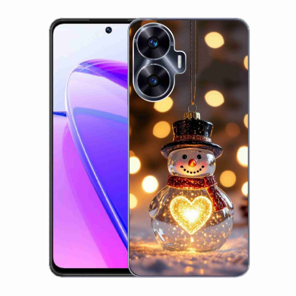 Gélový kryt mmCase na Realme C55 - svietiaci vianočný snehuliak