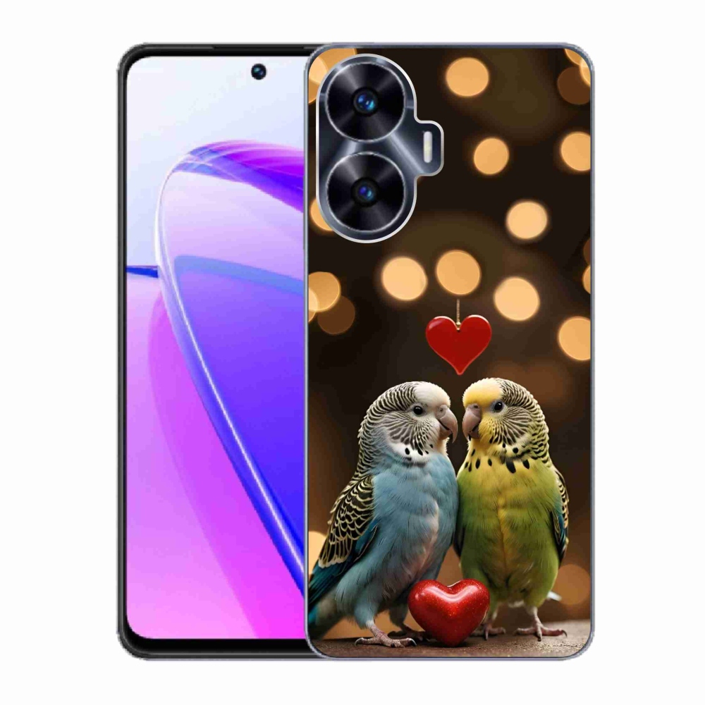 Gélový kryt mmCase na Realme C55 - zamilovaní papagáje