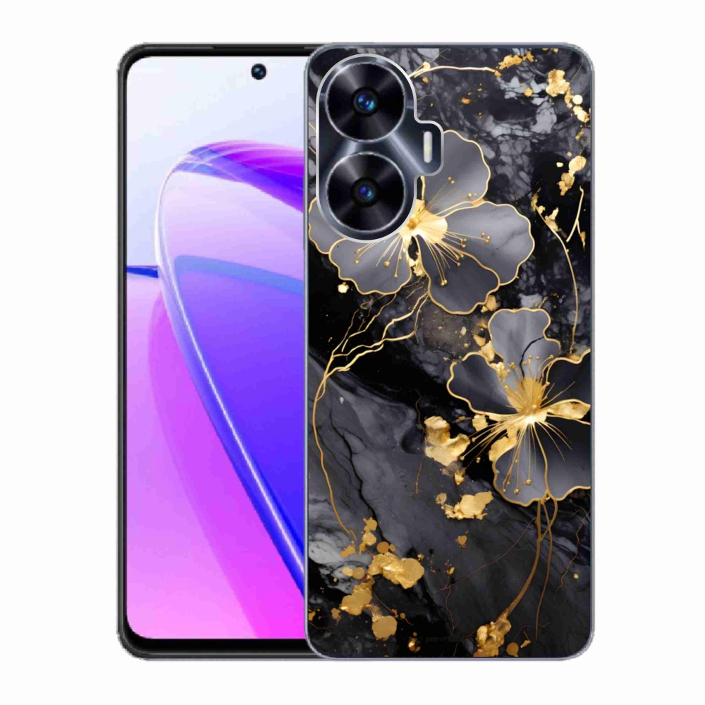 Gélový kryt mmCase na Realme C55 - zlaté kvety
