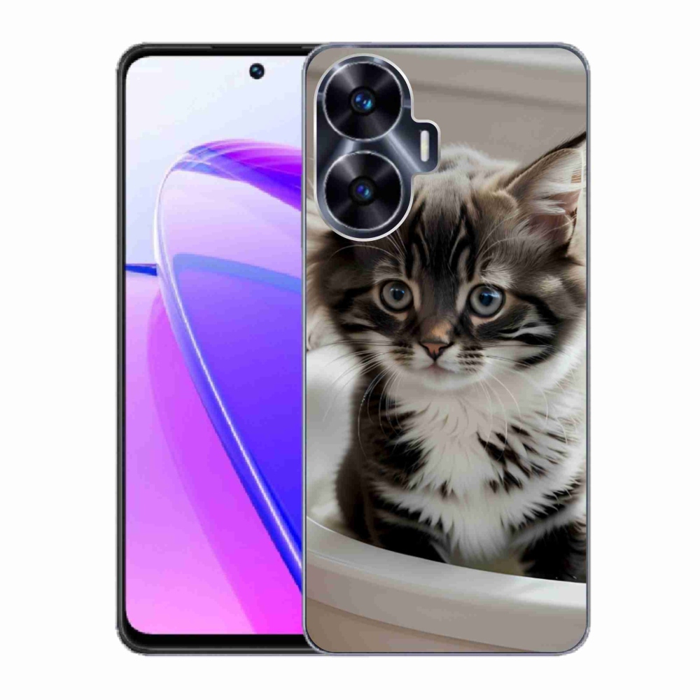 Gélový kryt mmCase na Realme C55 - zvedavé mačiatko