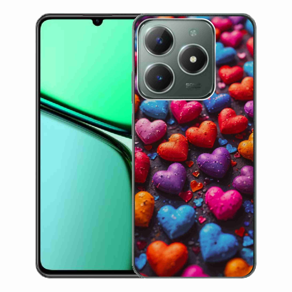 Gélový kryt mmCase na Realme C61 - farebné srdcia
