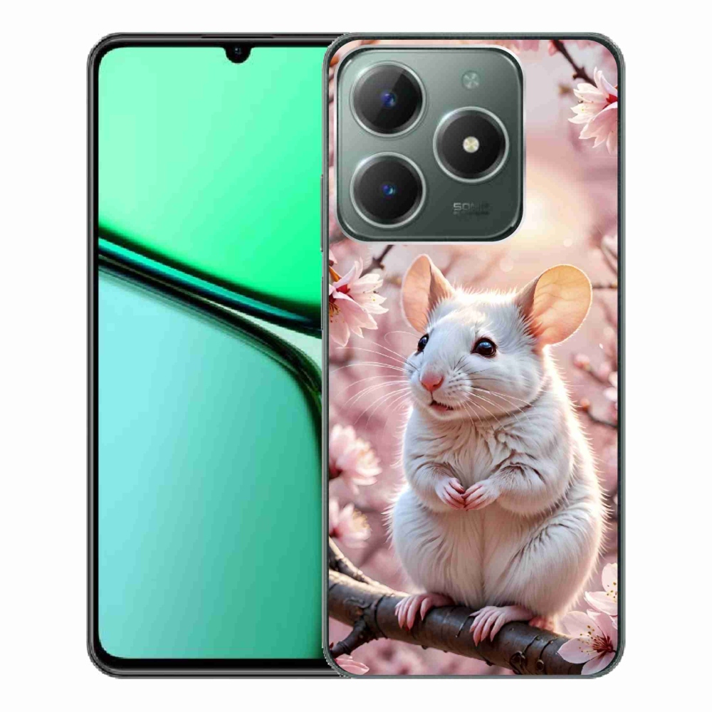 Gélový kryt mmCase na Realme C61 - biela myš na vetve