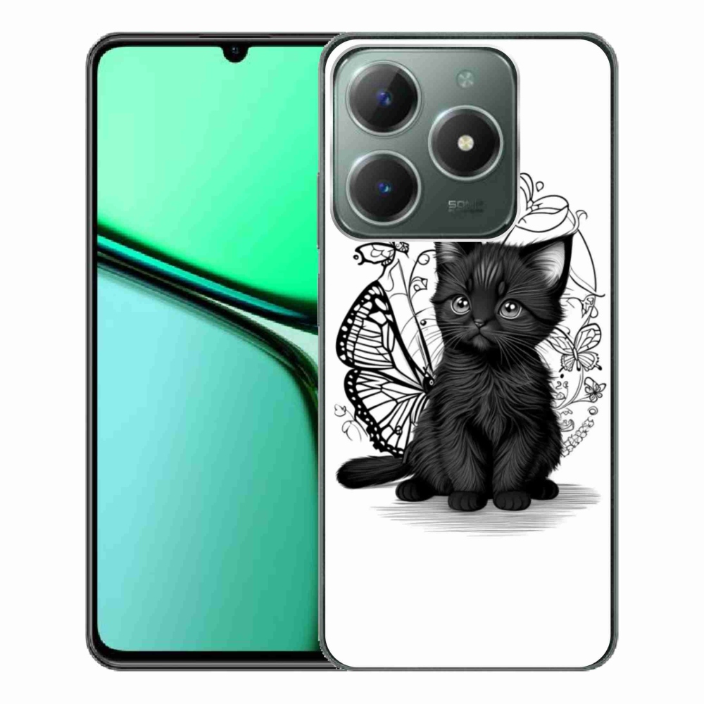 Gélový kryt mmCase na Realme C61 - čierne mačiatko