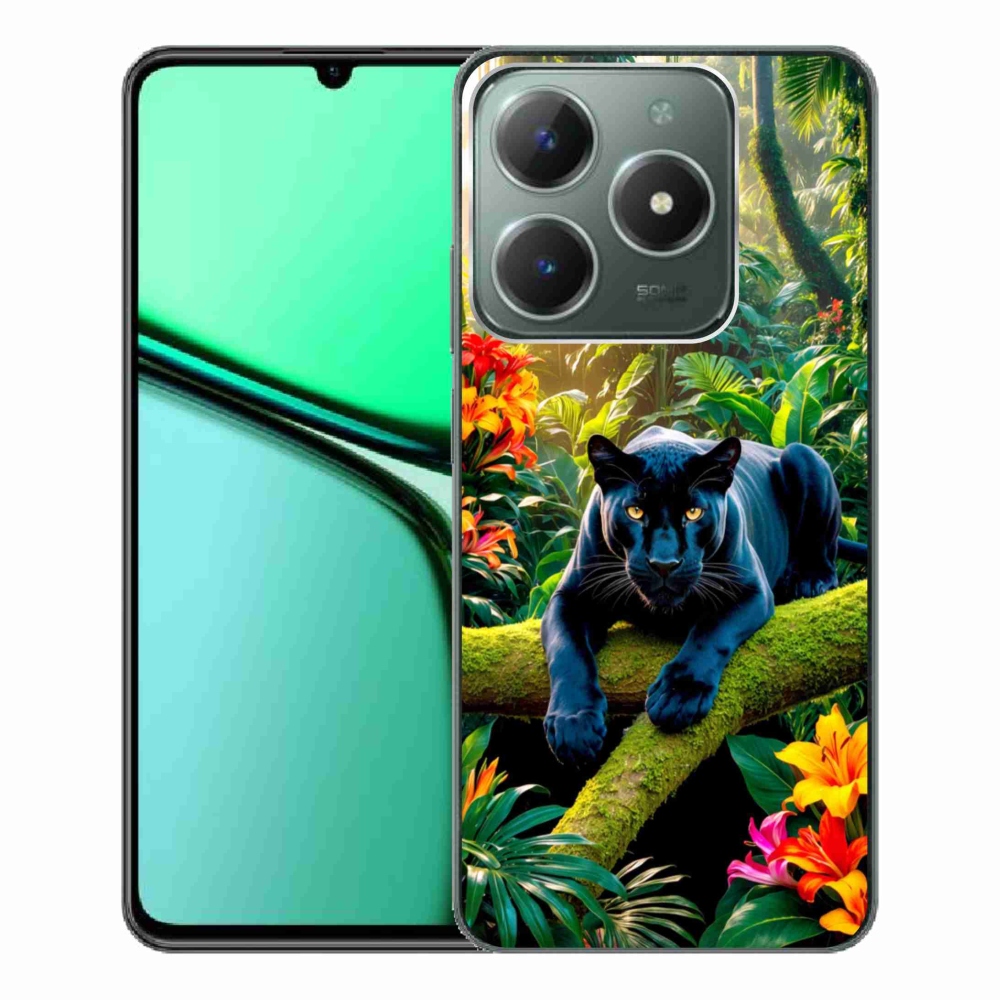 Gélový kryt mmCase na Realme C61 - čierny panter v džungli