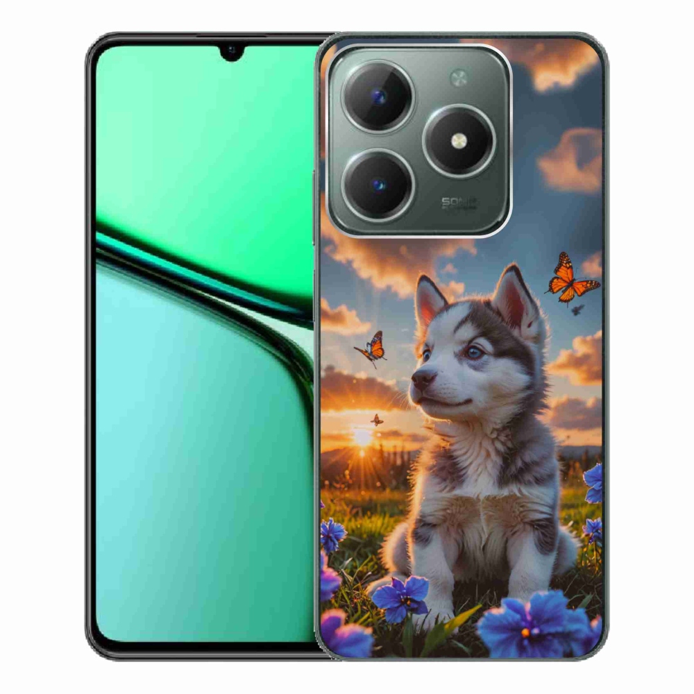 Gélový kryt mmCase na Realme C61 - husky pri západe slnka