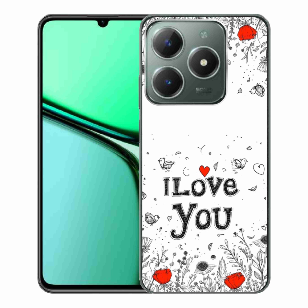 Gélový kryt mmCase na Realme C61 - I love you biele pozadie