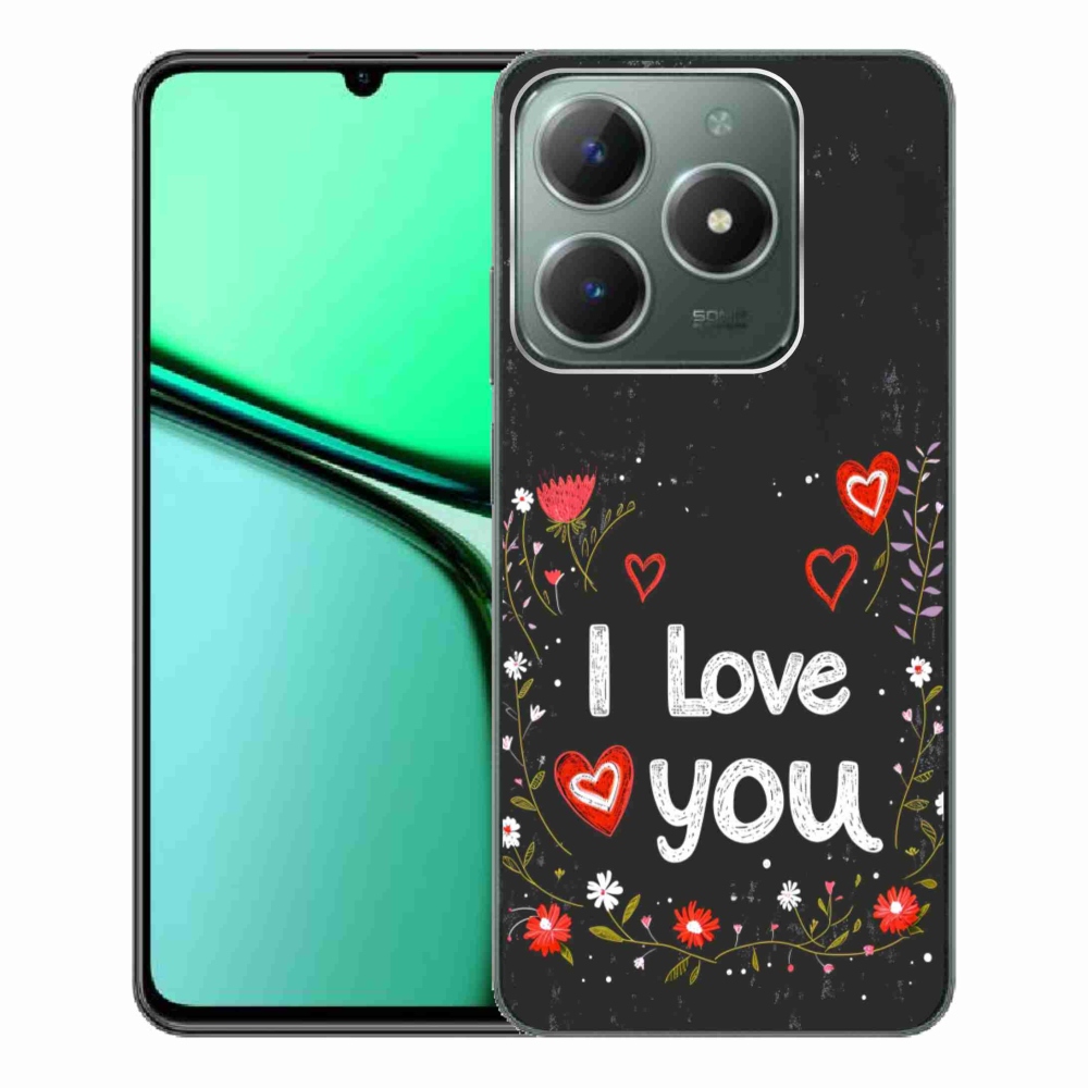 Gélový kryt mmCase na Realme C61 - I love you čierne pozadie