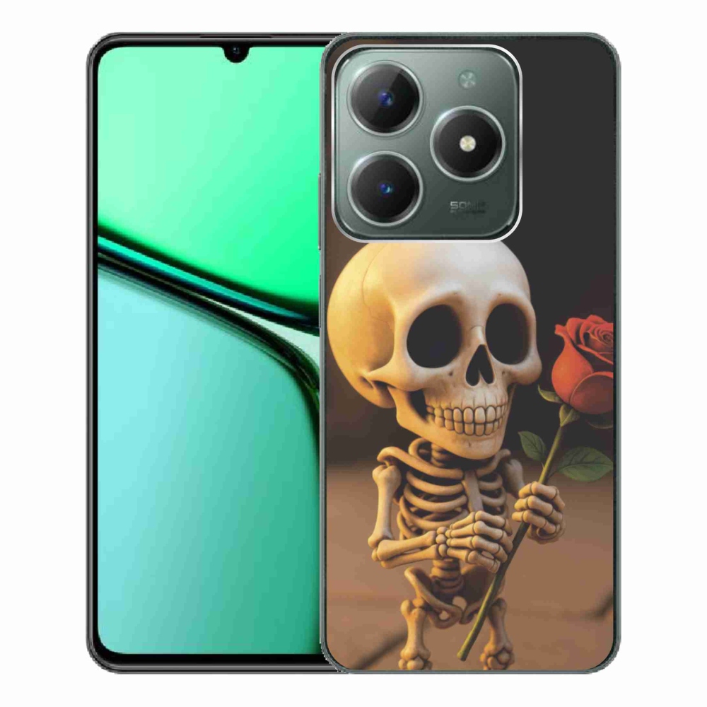 Gélový kryt mmCase na Realme C61 - kostlivec s ružou