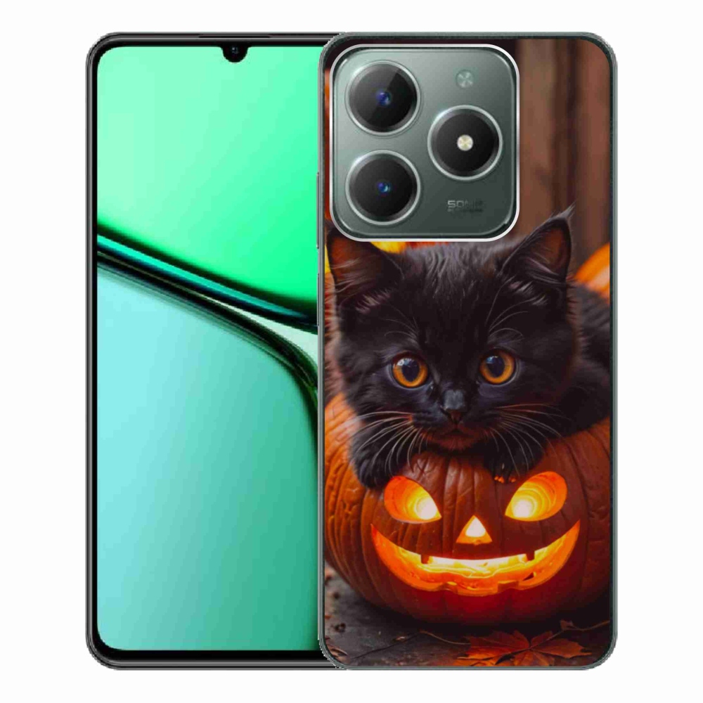 Gélový kryt mmCase na Realme C61 - mačiatko a tekvica