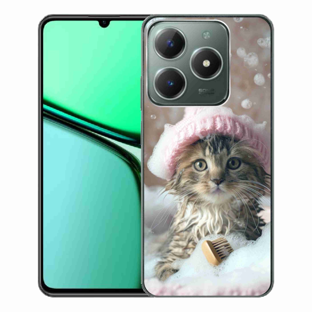 Gélový kryt mmCase na Realme C61 - mačiatko a kúpeľ