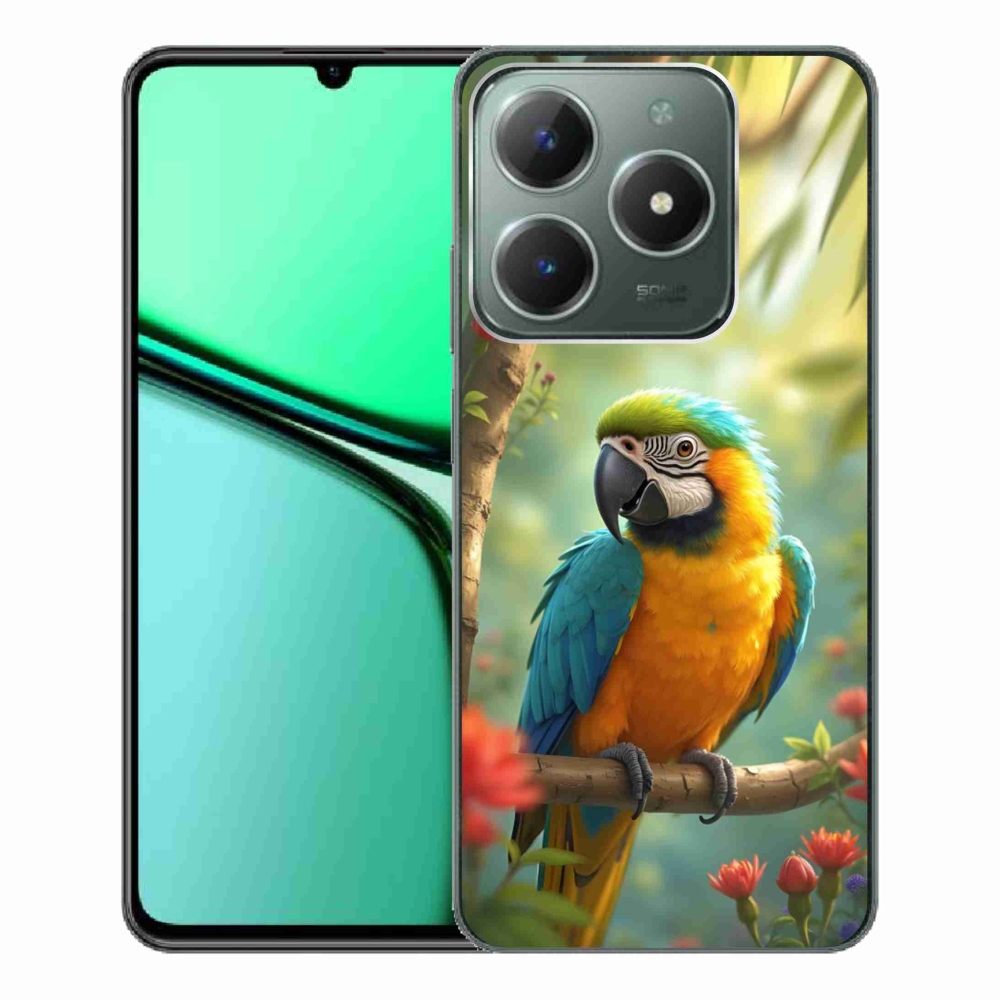 Gélový kryt mmCase na Realme C61 - papagáj ara modrožltá