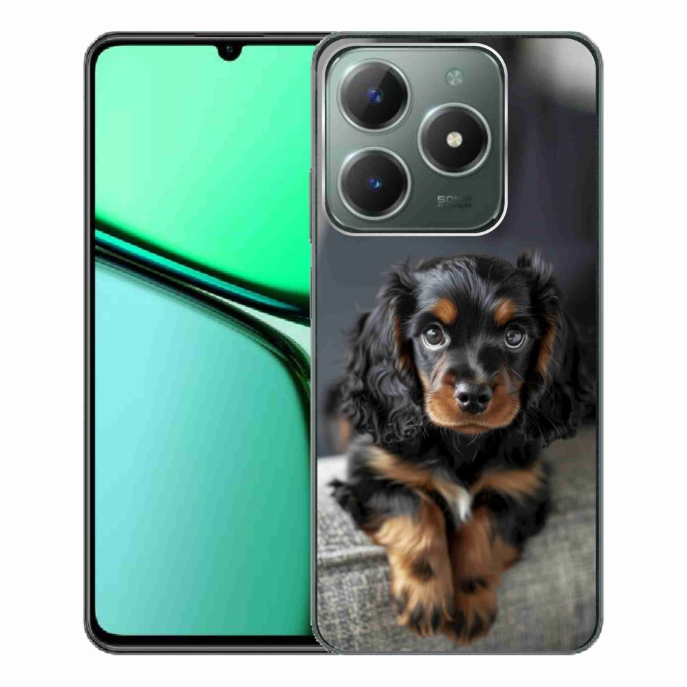 Gélový kryt mmCase na Realme C61 - roztomilý dlhosrstý jazvečík