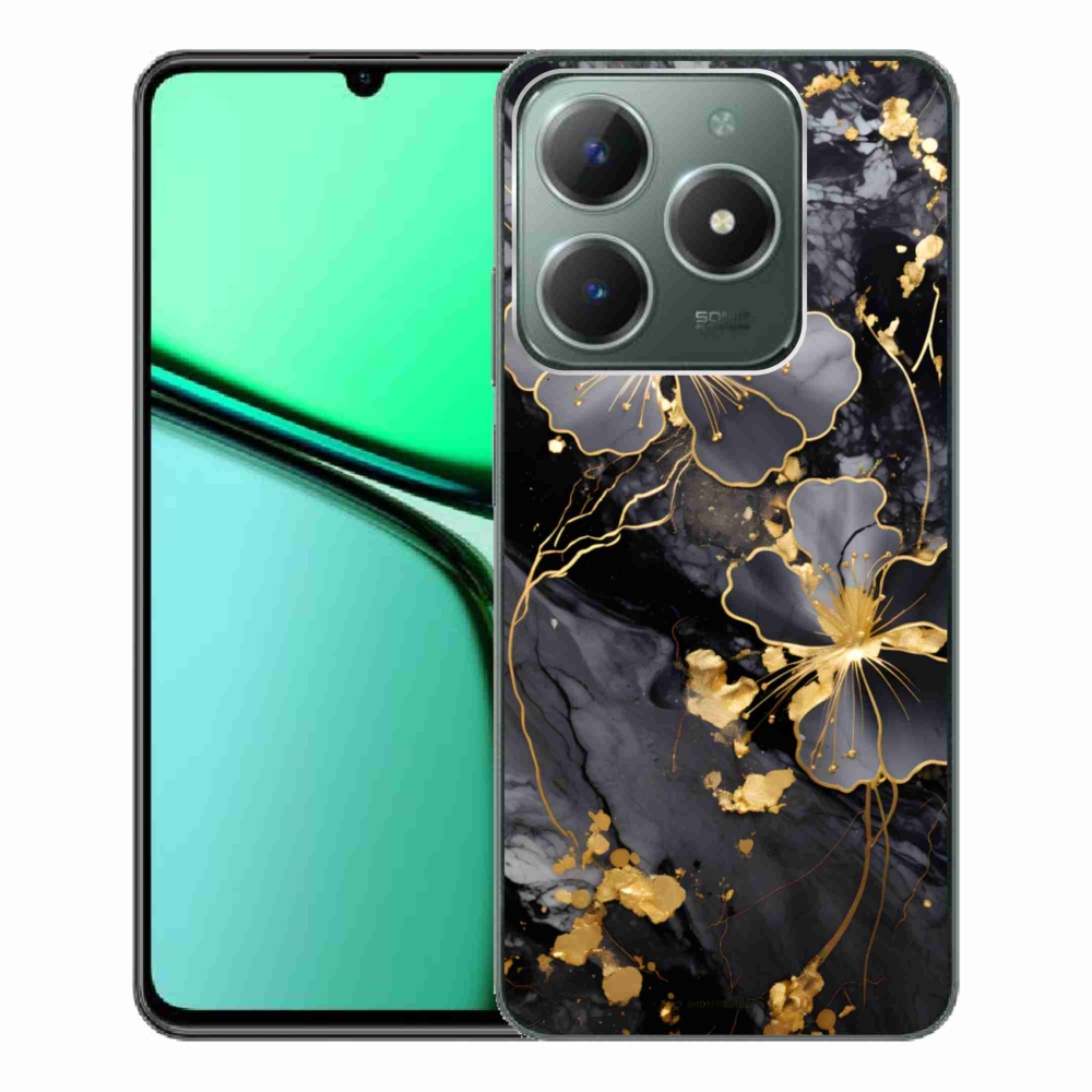 Gélový kryt mmCase na Realme C61 - zlaté kvety
