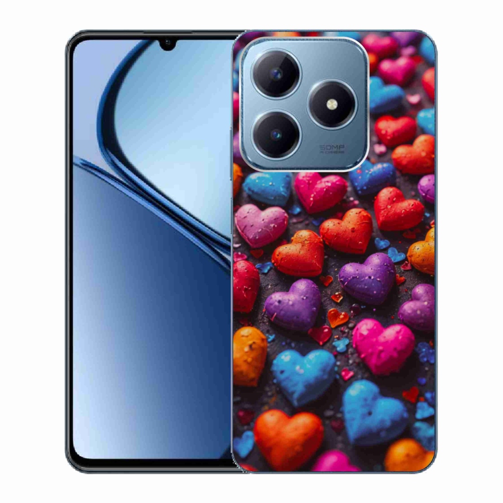 Gélový kryt mmCase na Realme C63 - farebné srdcia