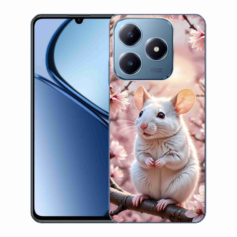 Gélový kryt mmCase na Realme C63 - biela myš na vetve