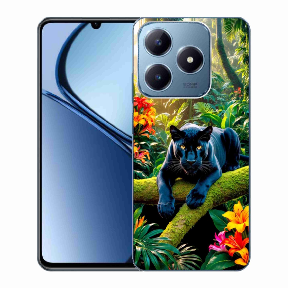 Gélový kryt mmCase na Realme C63 - čierny panter v džungli