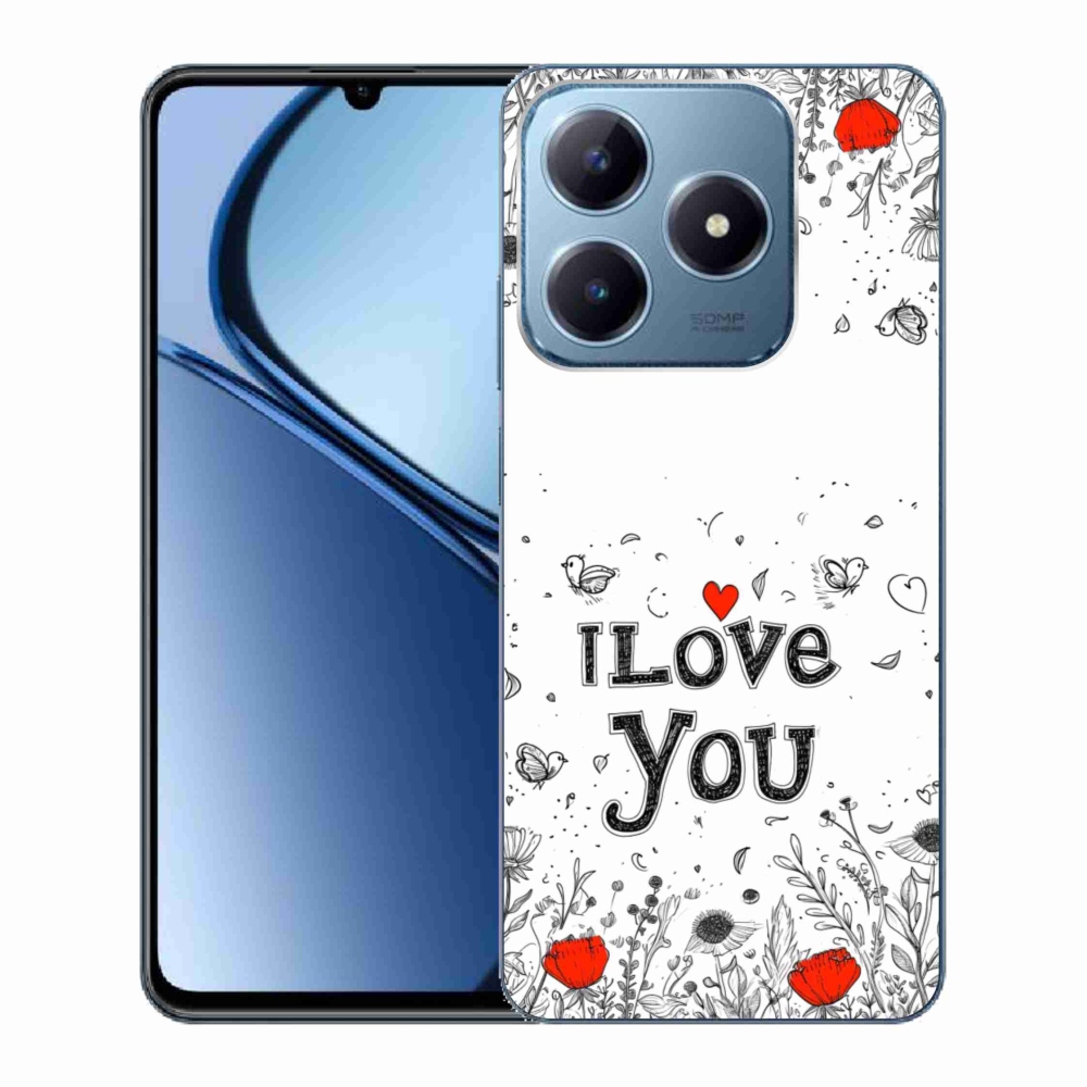 Gélový kryt mmCase na Realme C63 - I love you biele pozadie