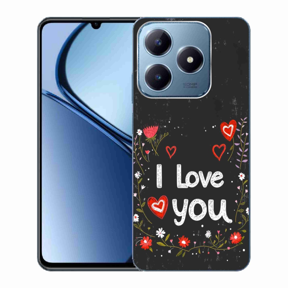 Gélový kryt mmCase na Realme C63 - I love you čierne pozadie