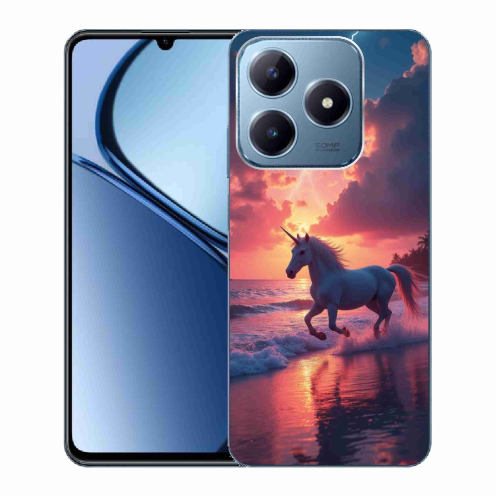 Gélový kryt mmCase na Realme C63 - jednorožec na pláži