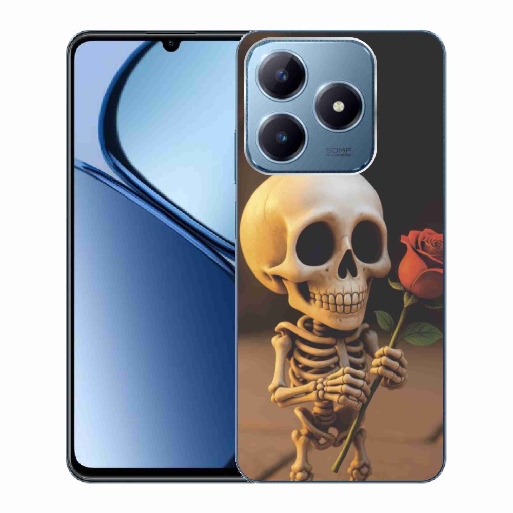 Gélový kryt mmCase na Realme C63 - kostlivec s ružou