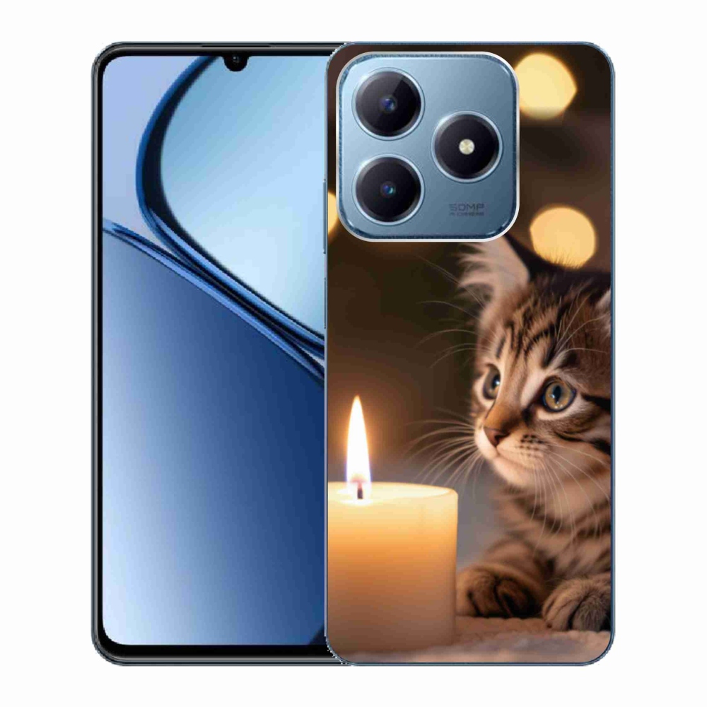 Gélový kryt mmCase na Realme C63 - mačiatko a sviečka