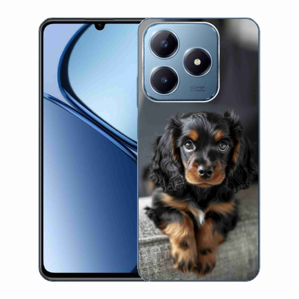 Gélový kryt mmCase na Realme C63 - roztomilý dlhosrstý jazvečík