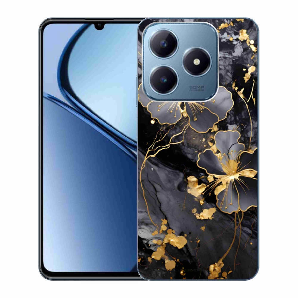 Gélový kryt mmCase na Realme C63 - zlaté kvety