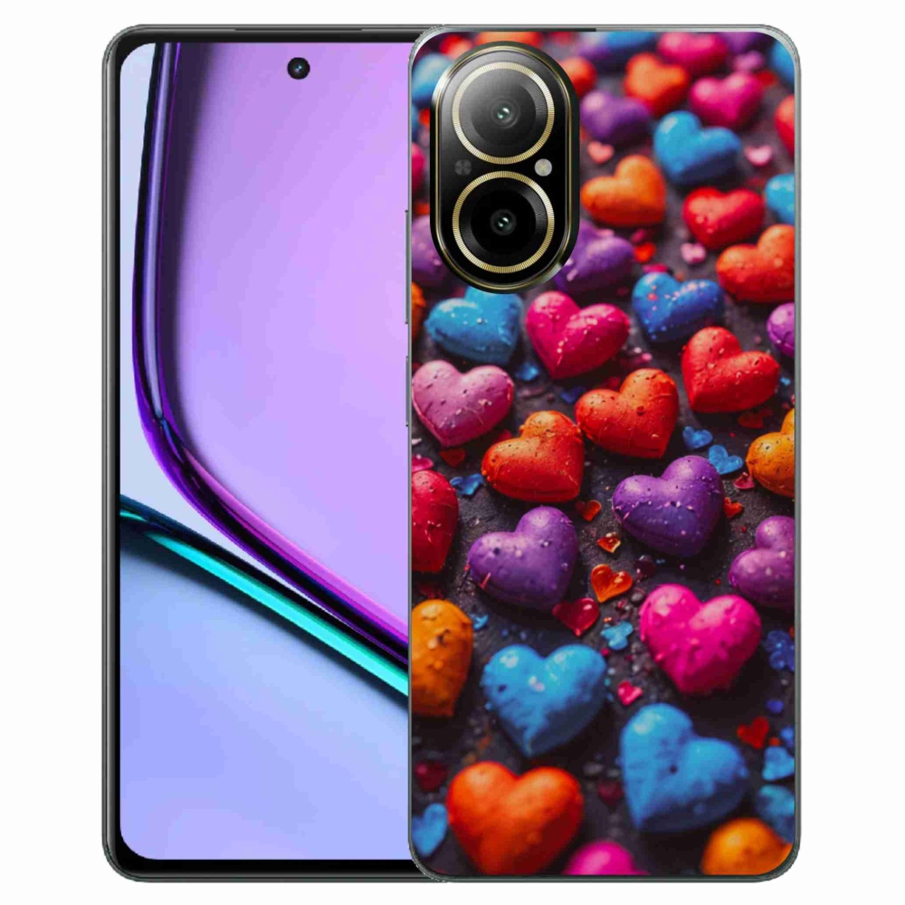 Gélový kryt mmCase na Realme C67 - farebné srdcia