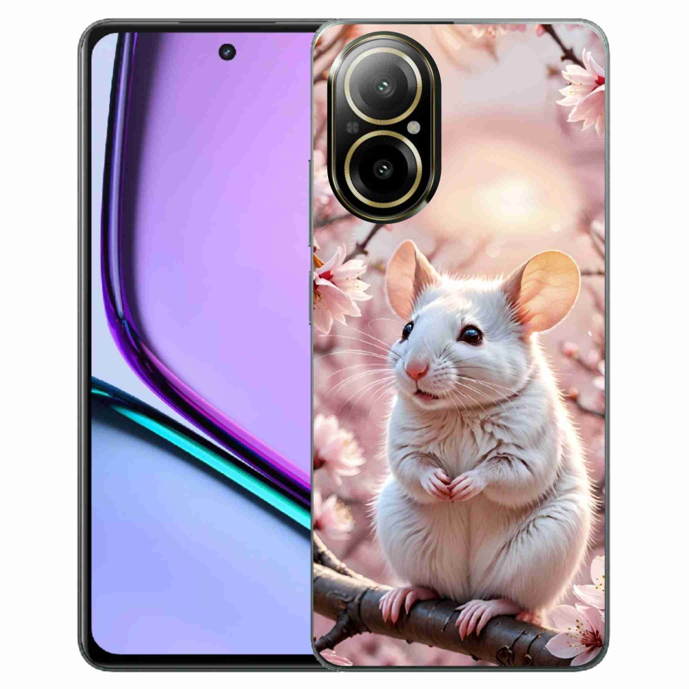 Gélový kryt mmCase na Realme C67 - biela myš na vetve