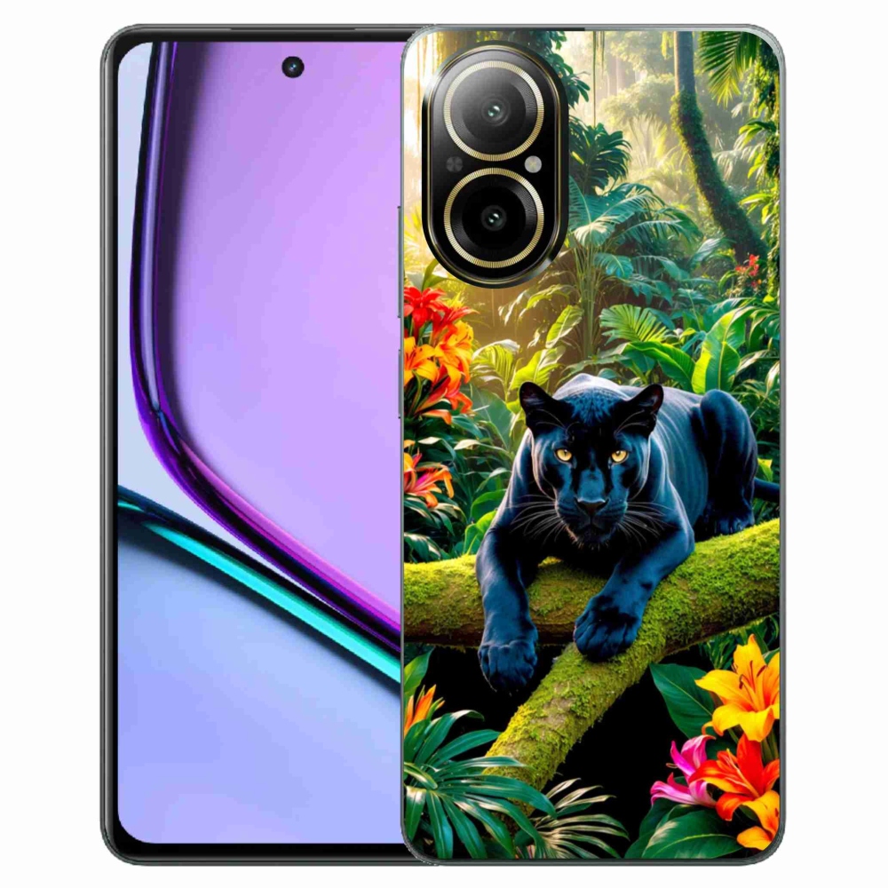 Gélový kryt mmCase na Realme C67 - čierny panter v džungli